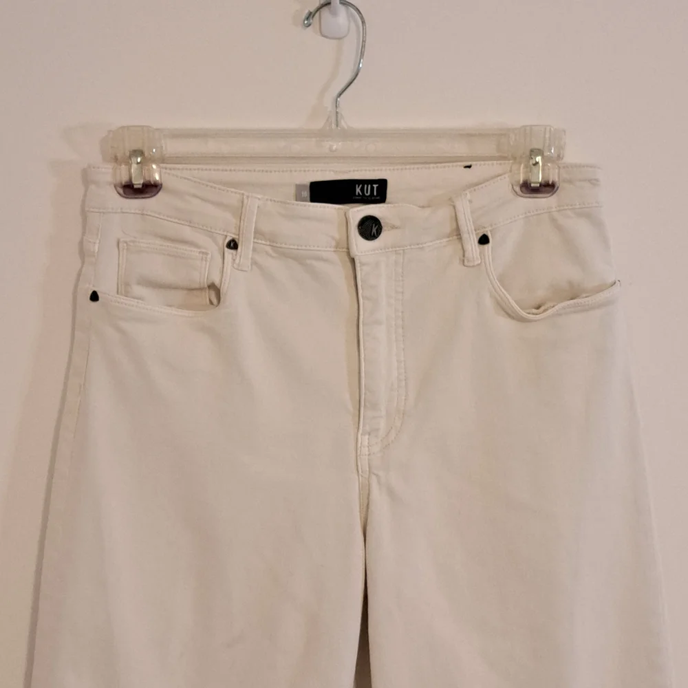 Kut from the Kloth White Slightly Cropped Wide Leg Jeans Misses Size 10 - Picture 6 of 10